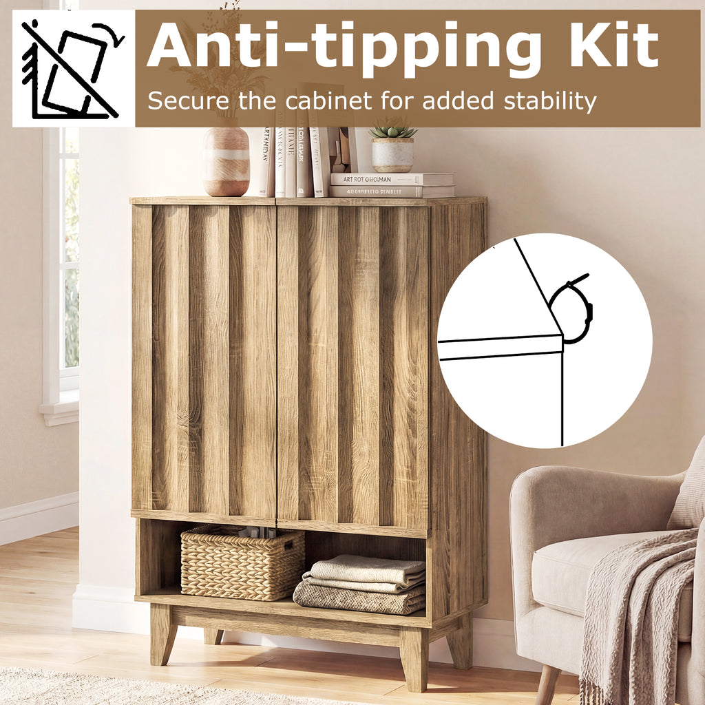6-Tier Shoe Storage Organizer with 2 Fluted Doors-Oak