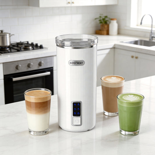 6-in-1 Electric Milk Steamer with Stainless Steel Interior-White