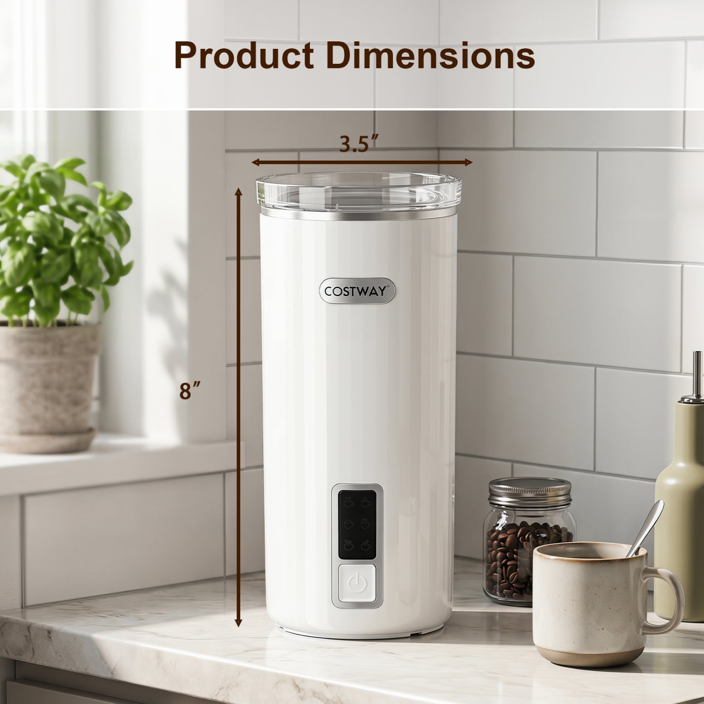 6-in-1 Electric Milk Steamer with Stainless Steel Interior-White