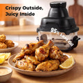 6-in-1 Portable Glass Air Fryer 1500W Dual Containers with Lids Dishwasher Safe-Black