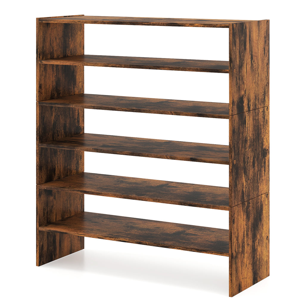6-tier Shoe Rack with Anti-tipping Device for Entryway-Rustic Brown