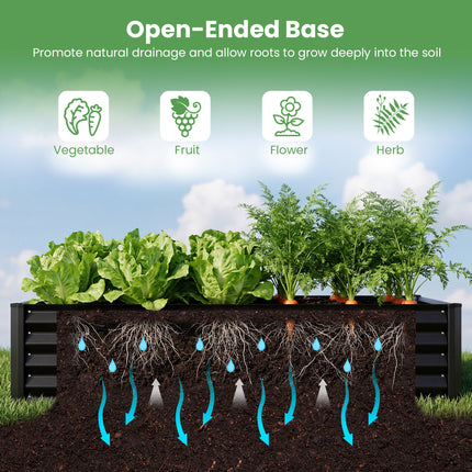 6 x 3 x 1 FT Galvanized Raised Garden Bed with Greenhouse Cover-Black