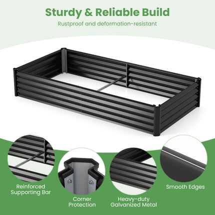 6 x 3 x 1 FT Galvanized Raised Garden Bed with Greenhouse Cover-Black