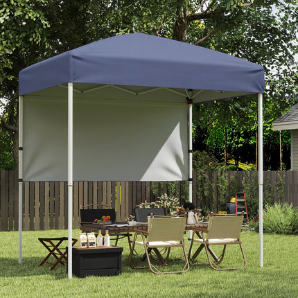 6 x 4 FT Pop-Up Canopy Tent with 1 Half Sidewall Easy Setup Folding Outdoor Sun Shelter-Gray