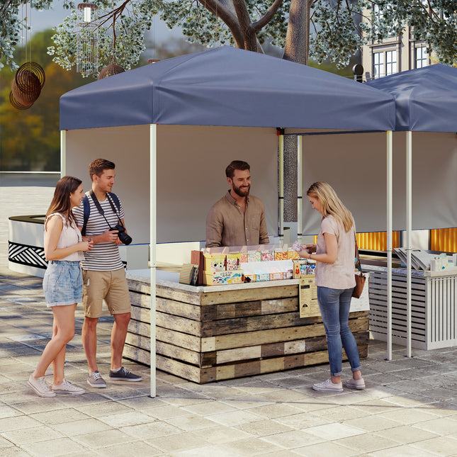 6 x 4 FT Pop-Up Canopy Tent with 1 Half Sidewall Easy Setup Folding Outdoor Sun Shelter-Gray