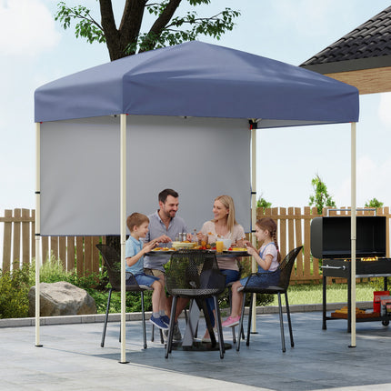 6 x 4 FT Pop-Up Canopy Tent with 1 Half Sidewall Easy Setup Folding Outdoor Sun Shelter-Gray