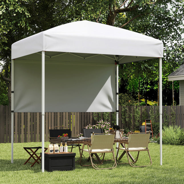 6 x 4 FT Pop-Up Canopy Tent with 1 Half Sidewall Easy Setup Folding Outdoor Sun Shelter-White