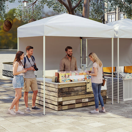 6 x 4 FT Pop-Up Canopy Tent with 1 Half Sidewall Easy Setup Folding Outdoor Sun Shelter-White