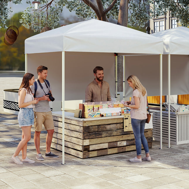 6 x 4 FT Pop-Up Canopy Tent with 1 Half Sidewall Easy Setup Folding Outdoor Sun Shelter-White