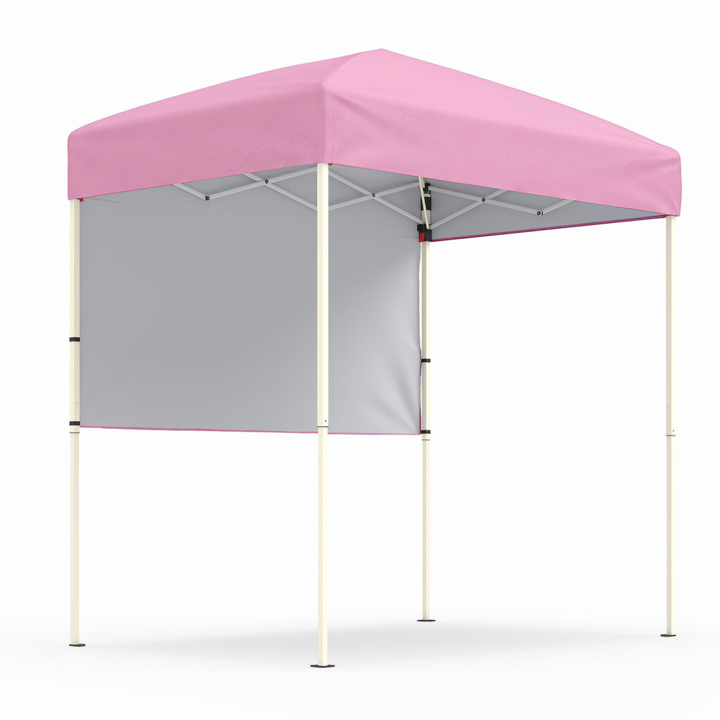6 x 4 FT Pop-Up Canopy Tent with 1 Half Sidewall Easy Setup Folding Outdoor Sun Shelter-Pink