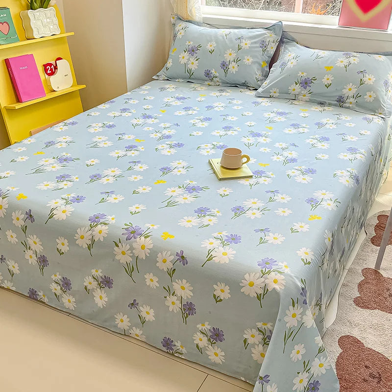100% Cotton Flower Printed Bed Sheet – Single/Double/King Flat Sheet