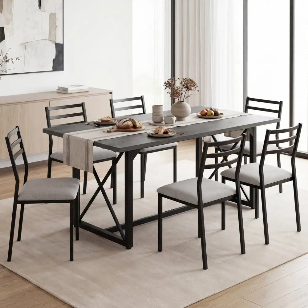 6FT Conference Table with Power Outlets Seats 6-8 People for Office-Gray - Gray - Office Desks