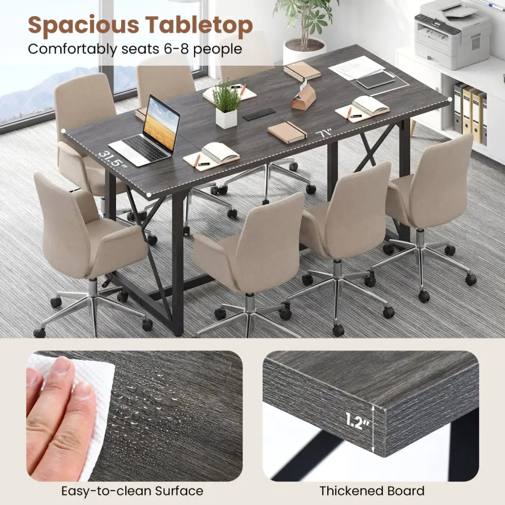 6FT Conference Table with Power Outlets Seats 6-8 People for Office-Gray - Gray - Office Desks
