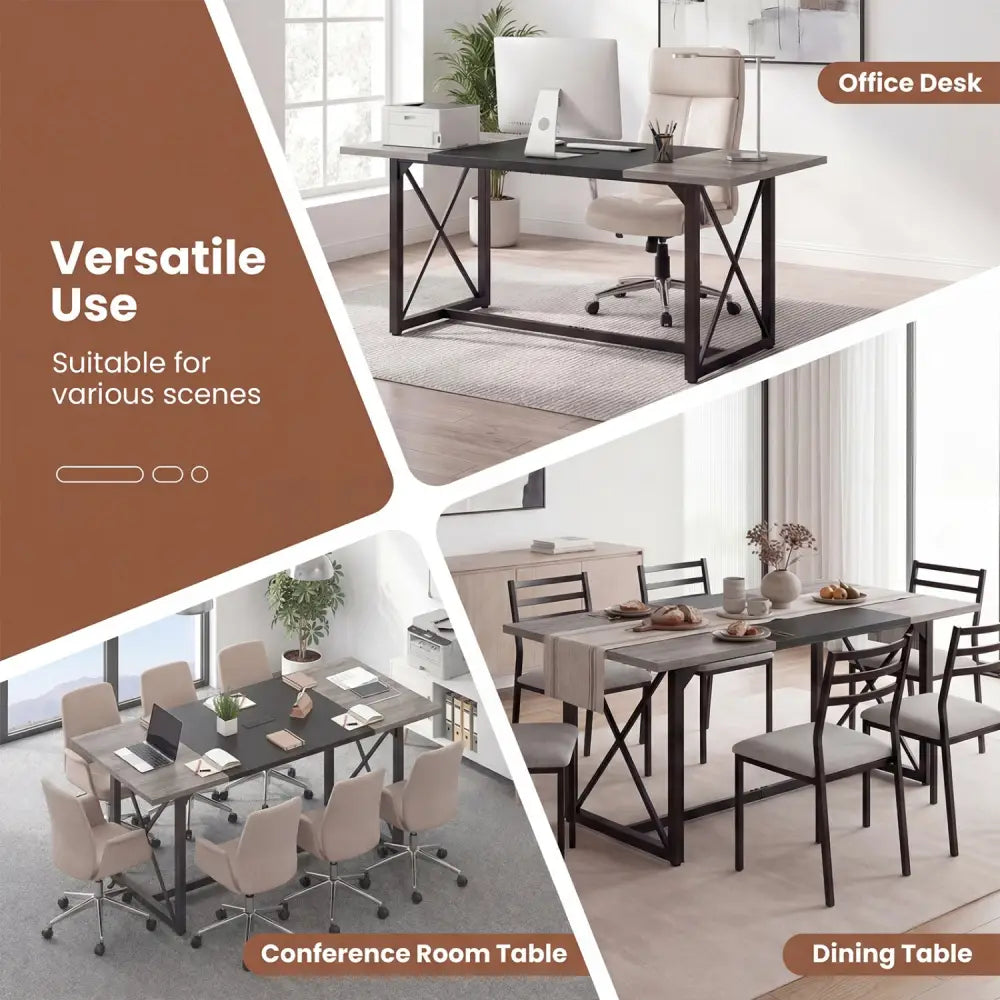 6FT Conference Table with Power Outlets Seats 6-8 People for Office-Natural - Natural - Office Desks