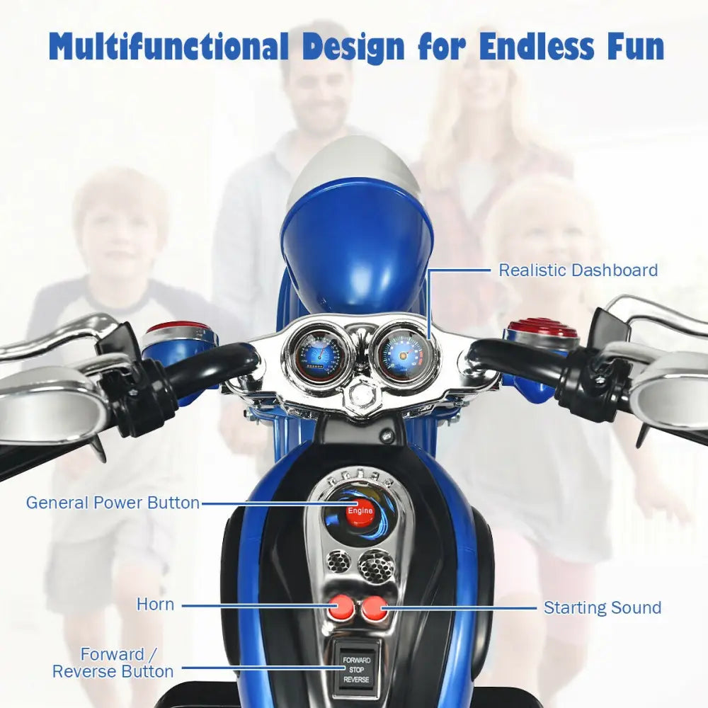 6V 3 Wheel Kids Motorcycle-Blue - Blue - Powered Ride On Toys