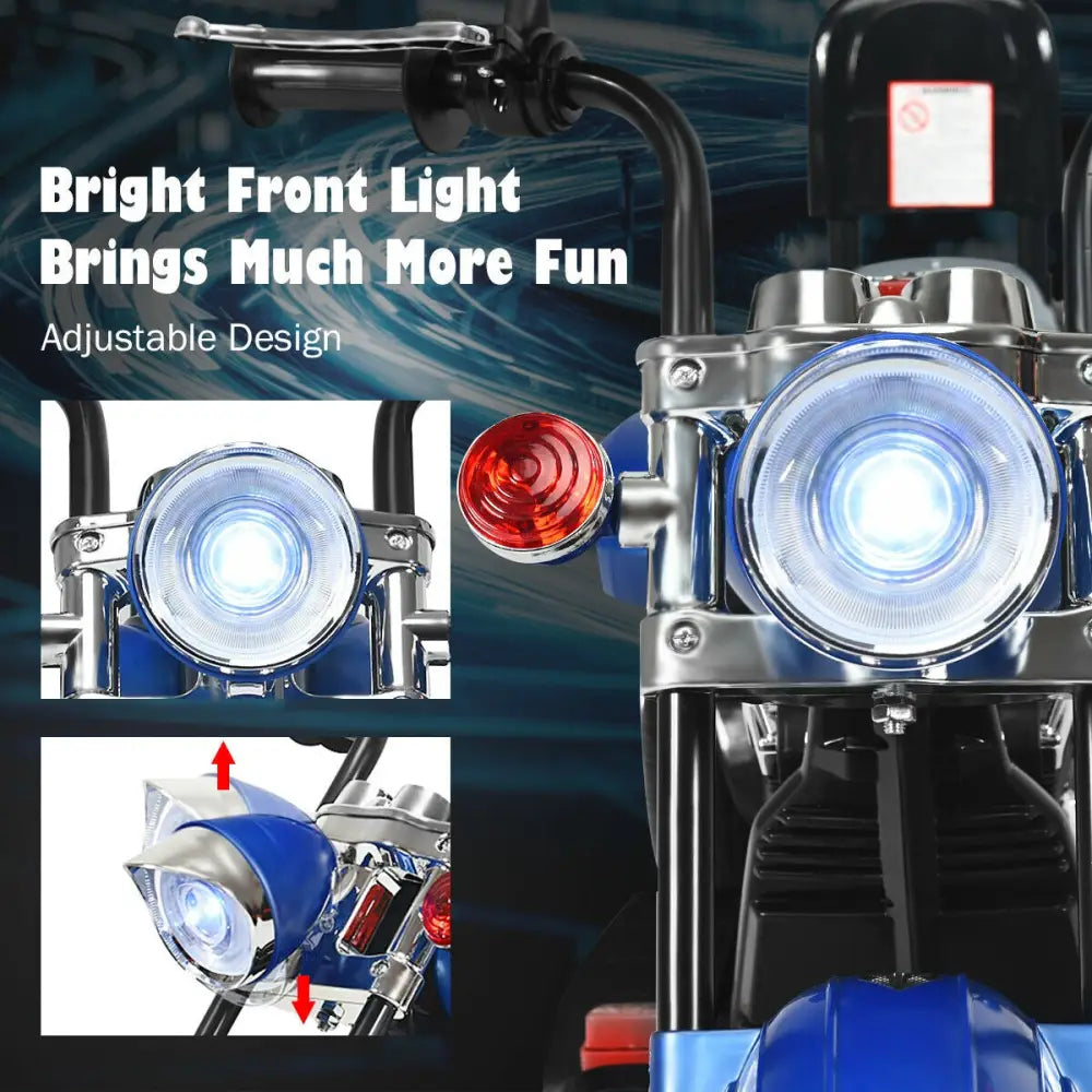 6V 3 Wheel Kids Motorcycle-Blue - Blue - Powered Ride On Toys