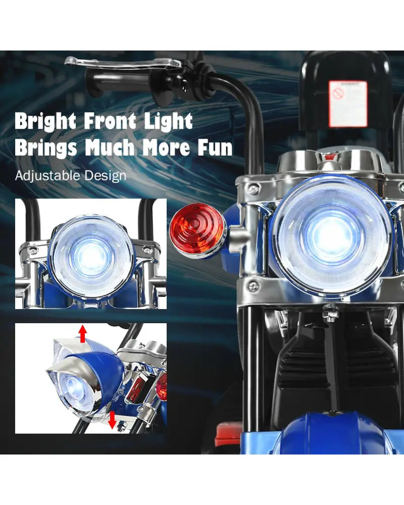 6V 3 Wheel Kids Motorcycle-Blue - Blue - Powered Ride On Toys