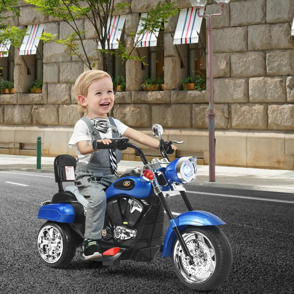 6V 3 Wheel Kids Motorcycle-Blue - Blue - Powered Ride On Toys