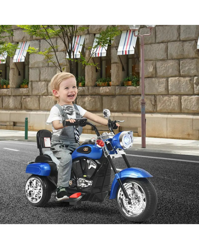 6V 3 Wheel Kids Motorcycle-Blue - Blue - Powered Ride On Toys