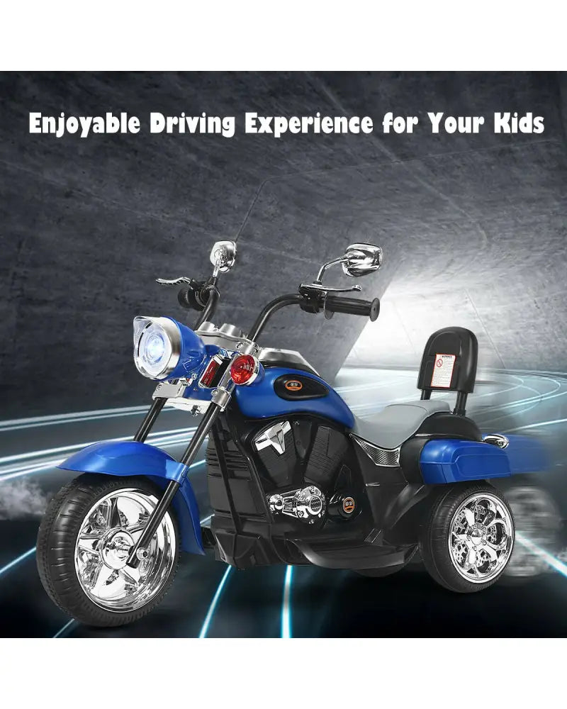 6V 3 Wheel Kids Motorcycle-Blue - Blue - Powered Ride On Toys