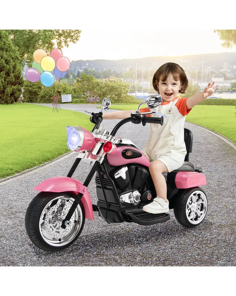 6V 3 Wheel Kids Motorcycle-Pink - Pink - Powered Ride On Toys
