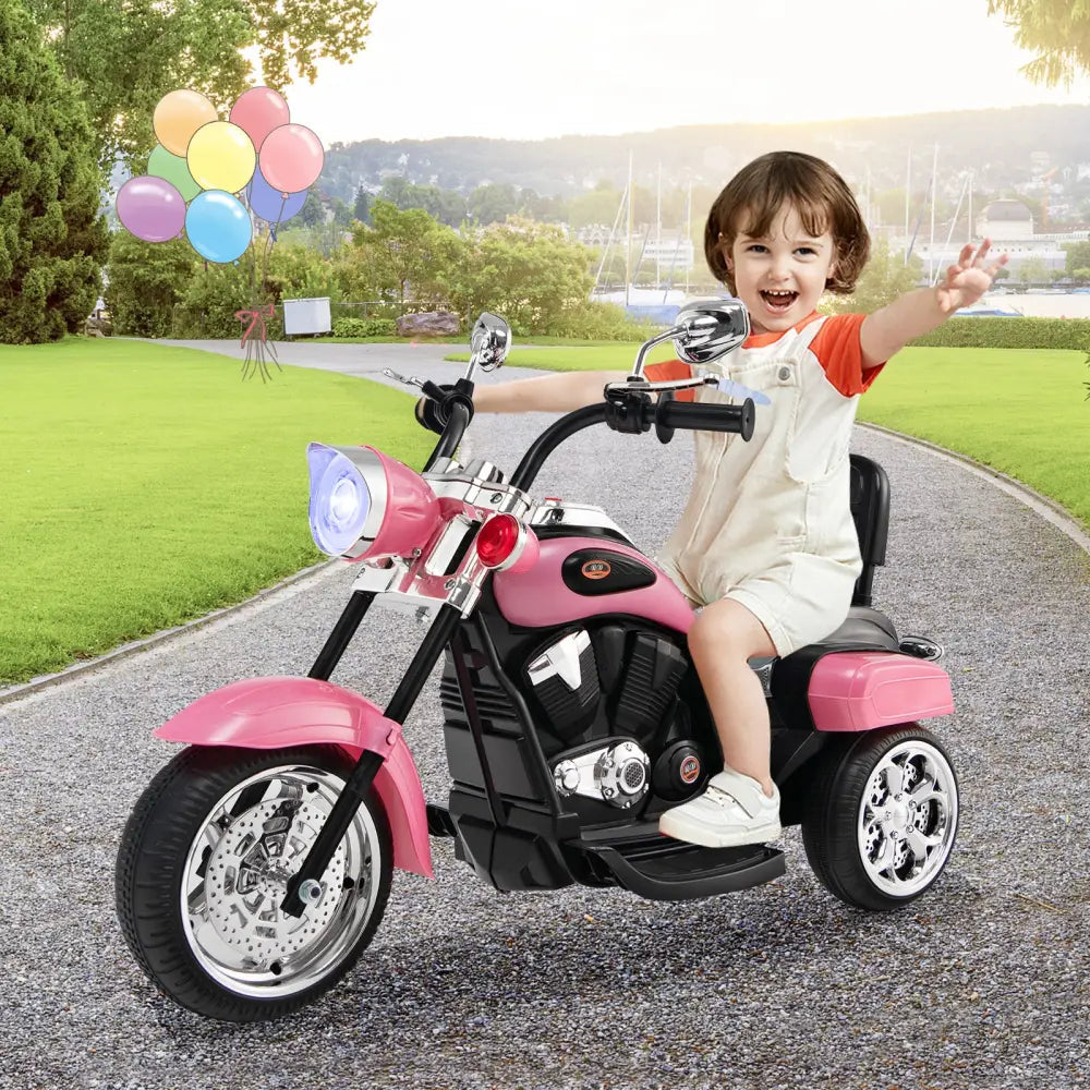 6V 3 Wheel Kids Motorcycle-Pink - Pink - Powered Ride On Toys
