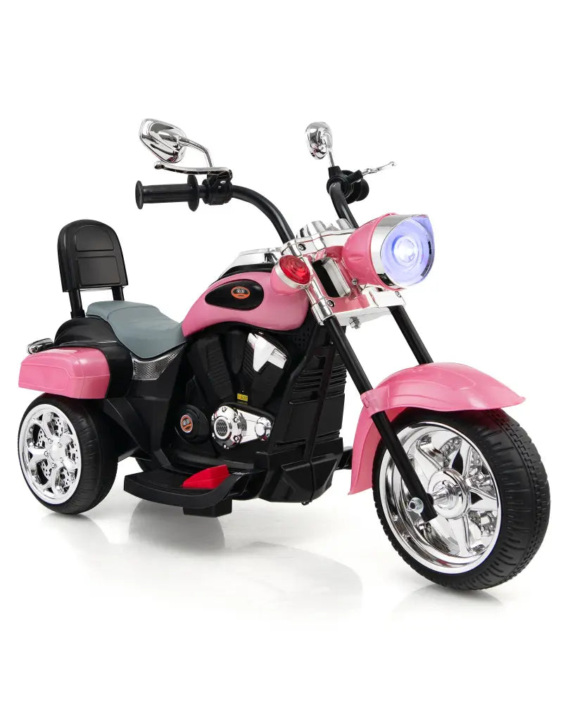 6V 3 Wheel Kids Motorcycle-Pink - Pink - Powered Ride On Toys