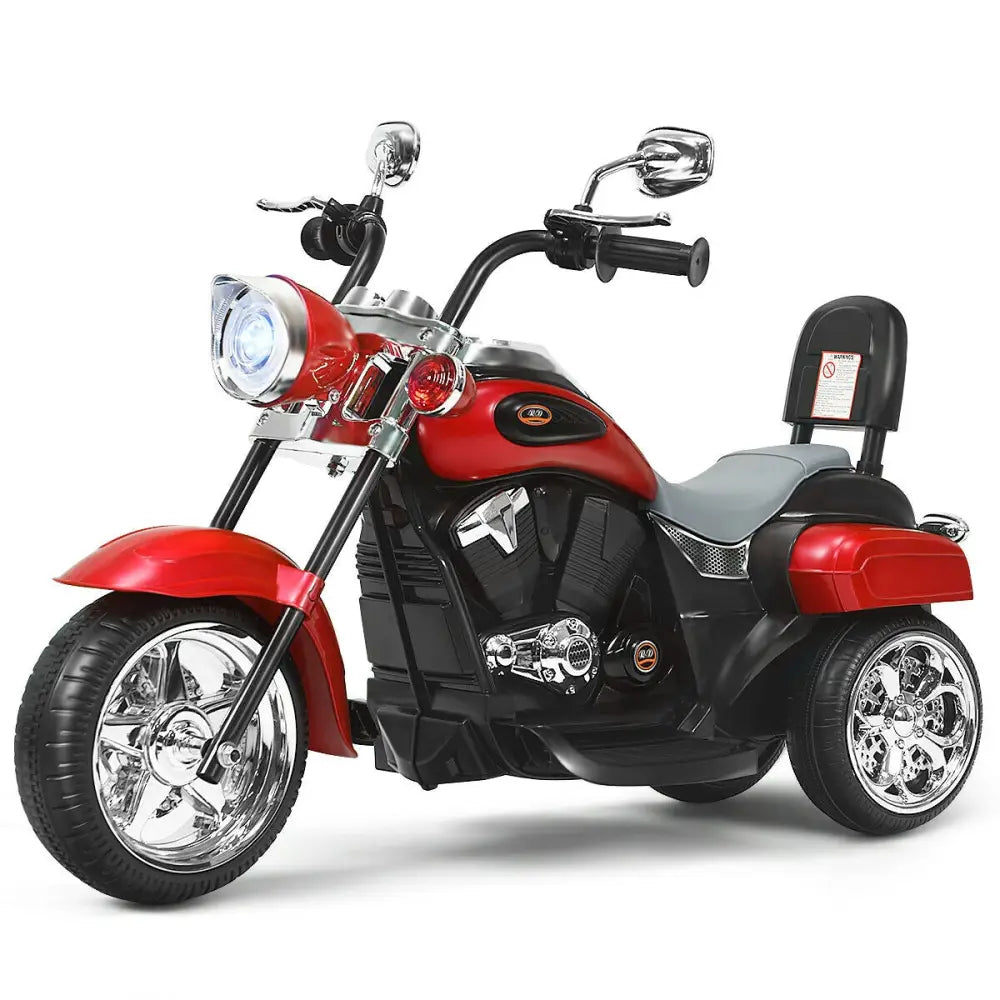 6V 3 Wheel Kids Motorcycle-Red - Red - Powered Ride On Toys