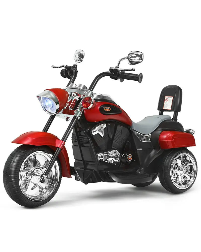 6V 3 Wheel Kids Motorcycle-Red - Red - Powered Ride On Toys
