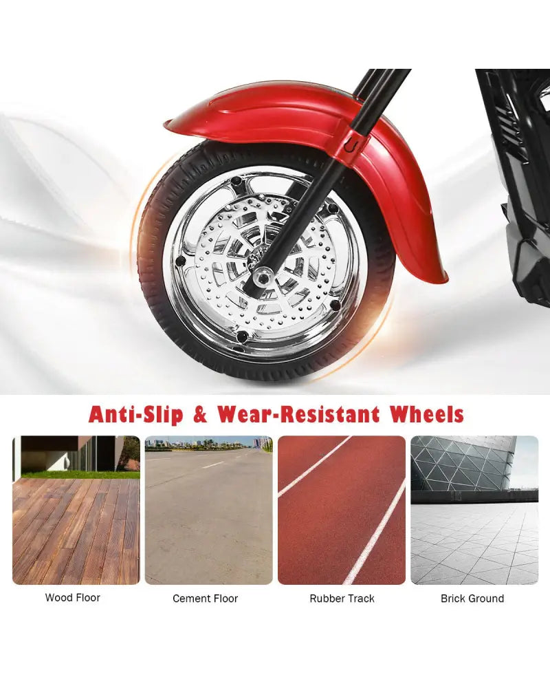 6V 3 Wheel Kids Motorcycle-Red - Red - Powered Ride On Toys