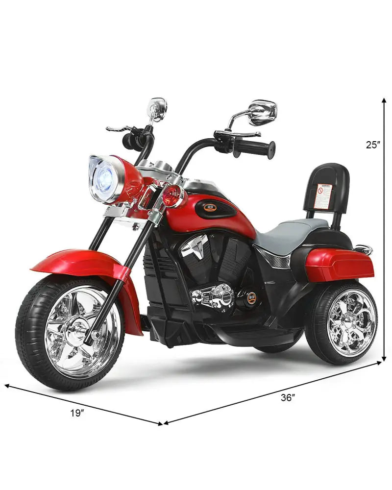 6V 3 Wheel Kids Motorcycle-Red - Red - Powered Ride On Toys