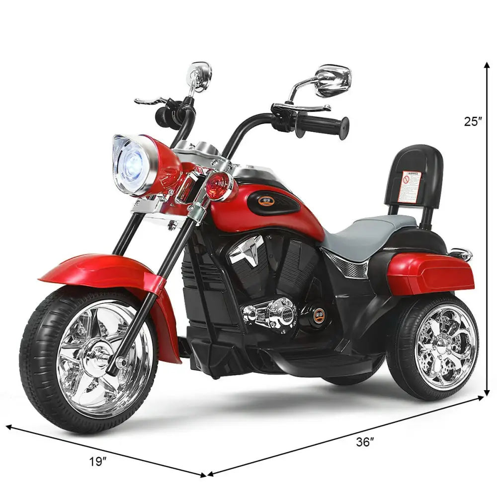 6V 3 Wheel Kids Motorcycle-Red - Red - Powered Ride On Toys