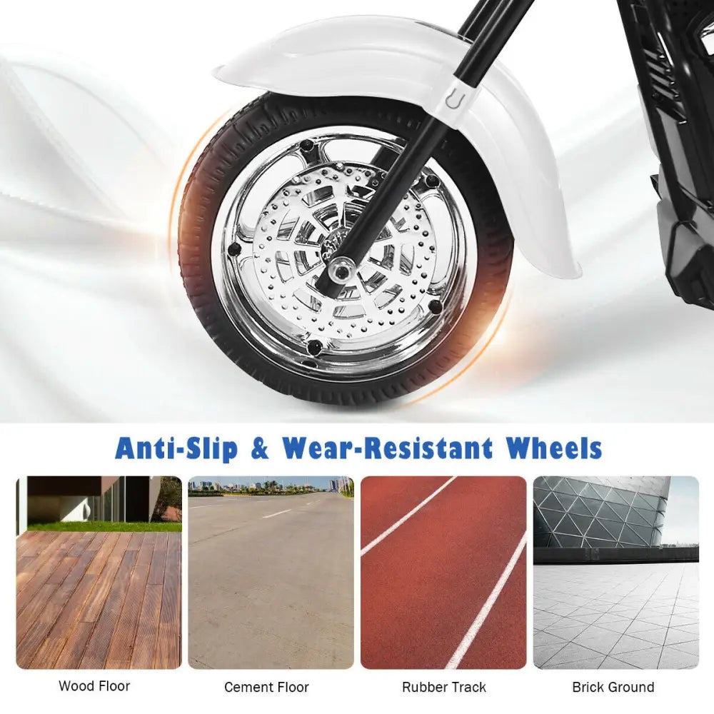 6V 3 Wheel Kids Motorcycle-White - White - Powered Ride On Toys