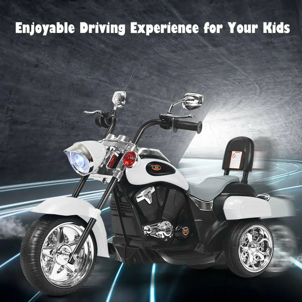 6V 3 Wheel Kids Motorcycle-White - White - Powered Ride On Toys