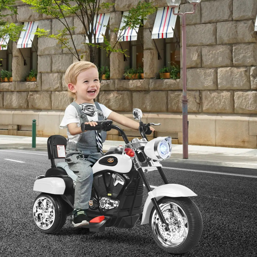 6V 3 Wheel Kids Motorcycle-White - White - Powered Ride On Toys