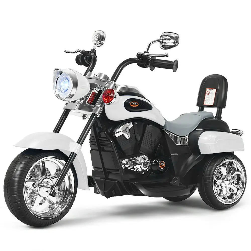 6V 3 Wheel Kids Motorcycle-White - White - Powered Ride On Toys