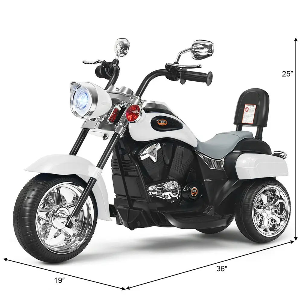 6V 3 Wheel Kids Motorcycle-White - White - Powered Ride On Toys