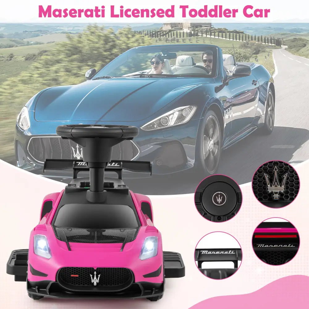 6V Electric Kids Ride on Push Car Maserati Licensed with Foot Pedal and Music-Pink - Pink - Powered Ride On Toys