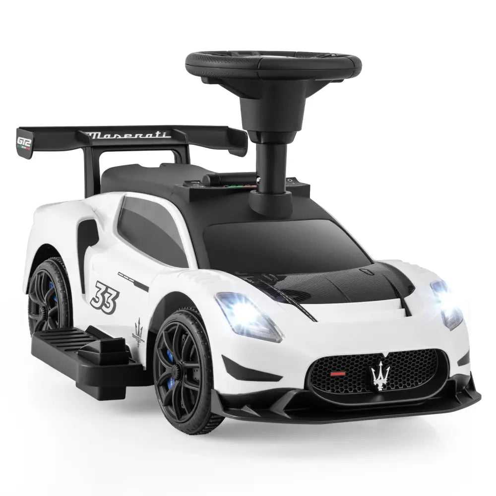 6V Electric Kids Ride on Push Car Maserati Licensed with Foot Pedal and Music-White - White - Powered Ride On Toys