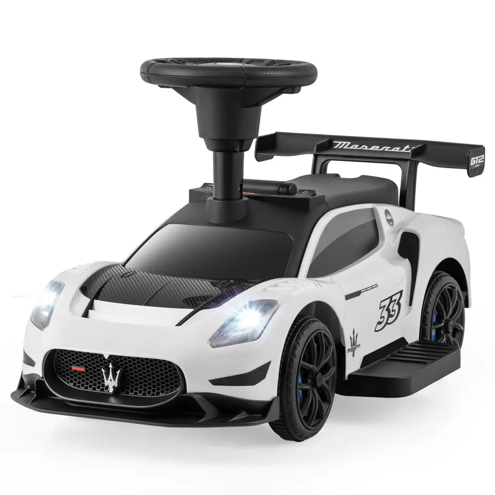 6V Electric Kids Ride on Push Car Maserati Licensed with Foot Pedal and Music-White - White - Powered Ride On Toys