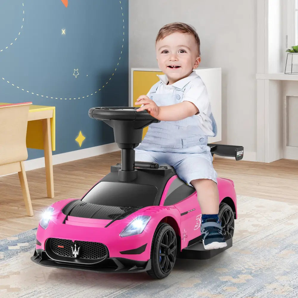 6V Electric Kids Ride on Push Car Maserati Licensed with Foot Pedal and Music-Pink - Pink - Powered Ride On Toys
