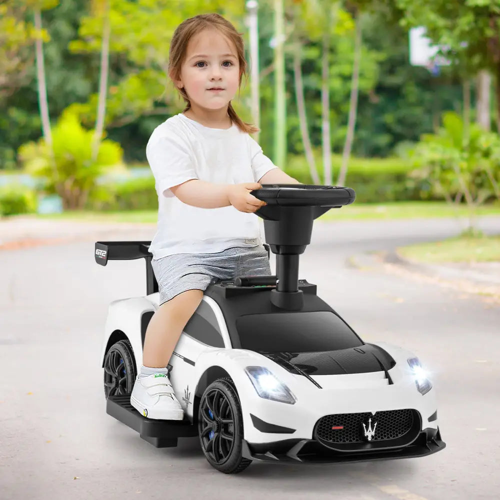 6V Electric Kids Ride on Push Car Maserati Licensed with Foot Pedal and Music-White - White - Powered Ride On Toys