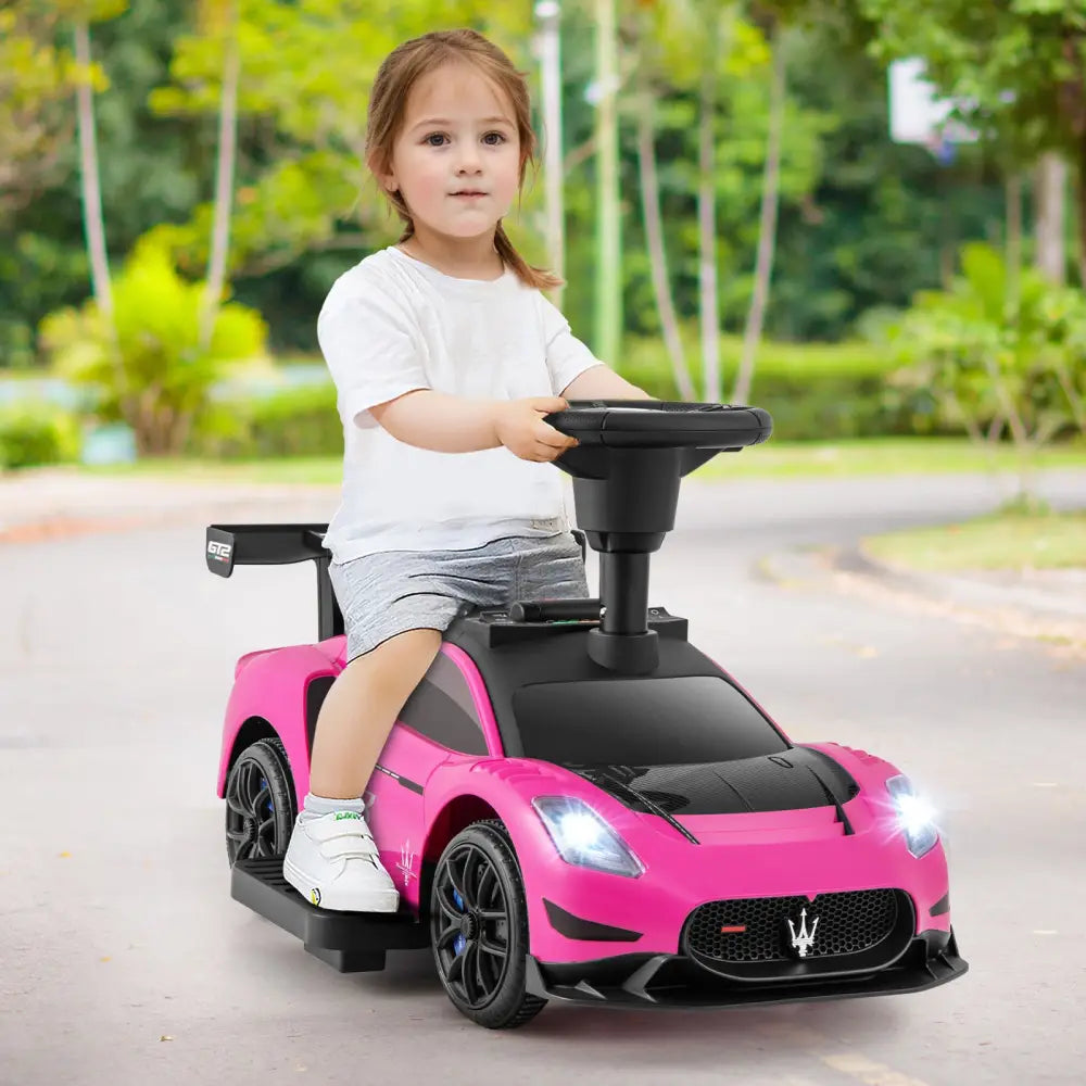 6V Electric Kids Ride on Push Car Maserati Licensed with Foot Pedal and Music-Pink - Pink - Powered Ride On Toys