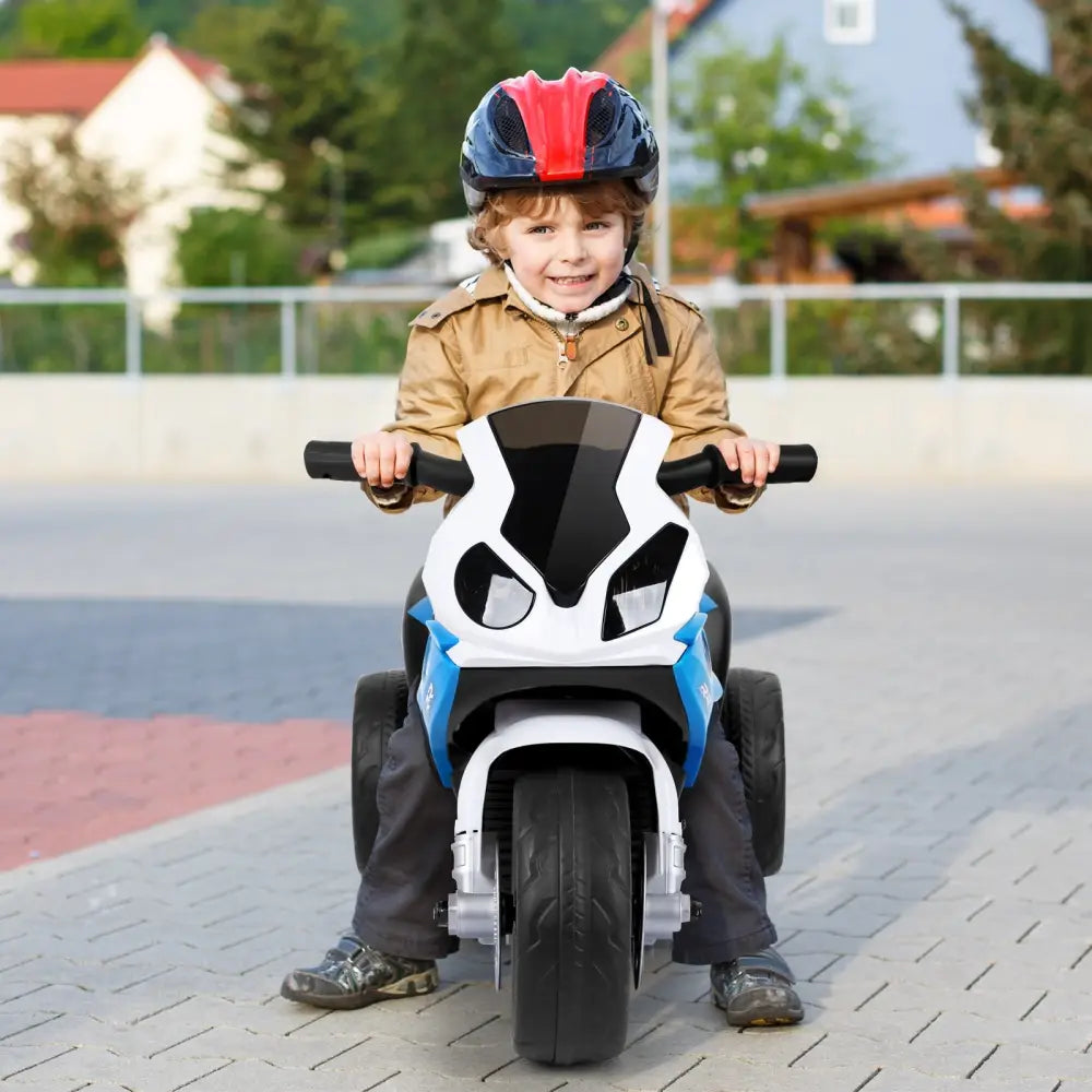 6V Kids 3 Wheels Riding BMW Licensed Electric Motorcycle-Blue - Blue - Powered Ride On Toys
