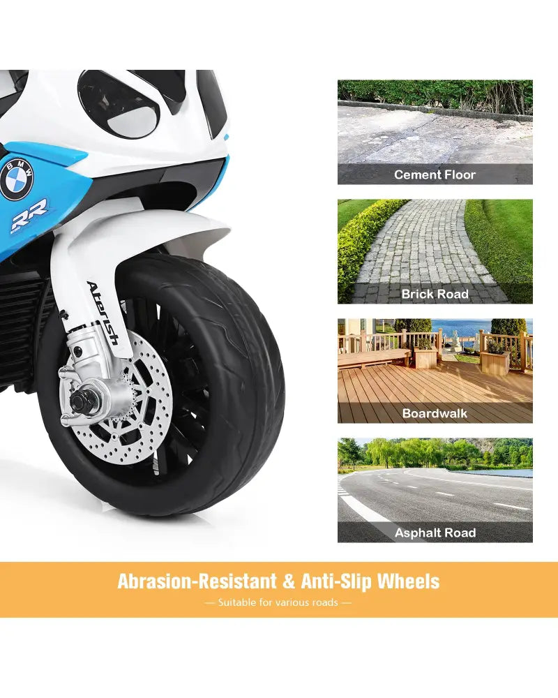 6V Kids 3 Wheels Riding BMW Licensed Electric Motorcycle-Blue - Blue - Powered Ride On Toys