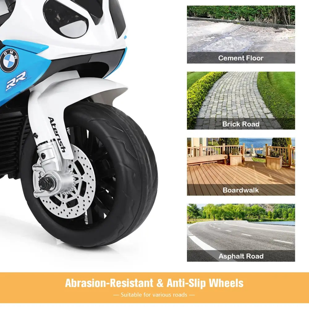 6V Kids 3 Wheels Riding BMW Licensed Electric Motorcycle-Blue - Blue - Powered Ride On Toys