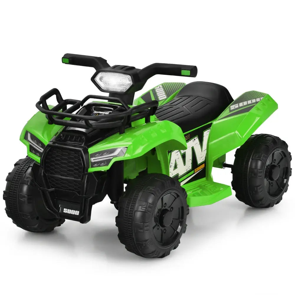 6V Kids ATV Quad Electric Ride On Car with LED Light and MP3-Green - Green - Powered Ride On Toys