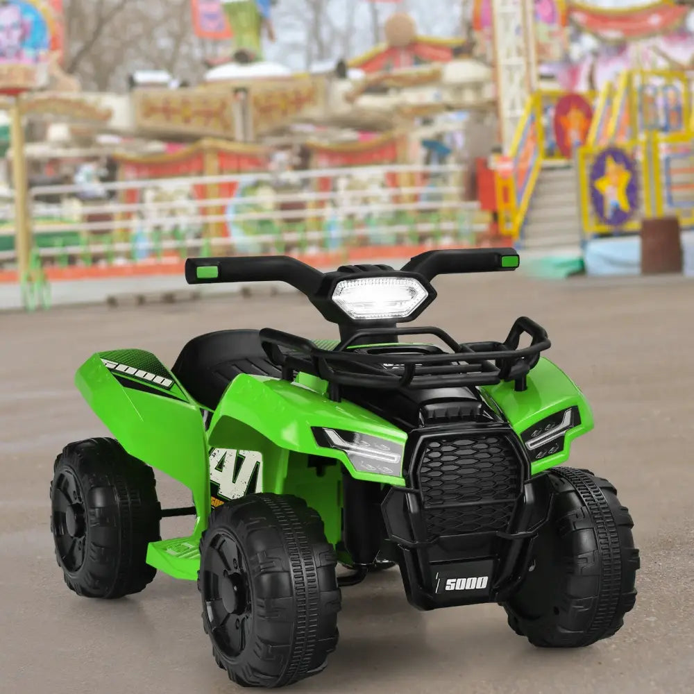6V Kids ATV Quad Electric Ride On Car with LED Light and MP3-Green - Green - Powered Ride On Toys