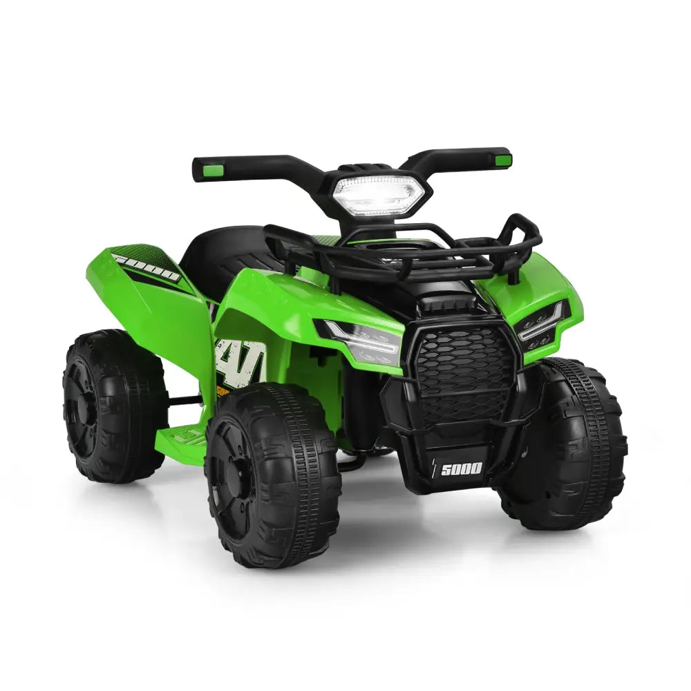 6V Kids ATV Quad Electric Ride On Car with LED Light and MP3-Green - Green - Powered Ride On Toys