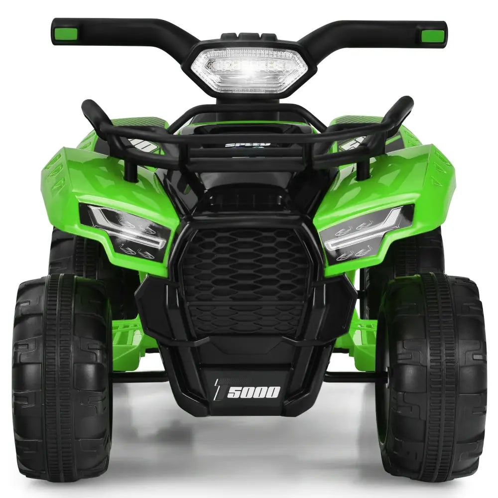 6V Kids ATV Quad Electric Ride On Car with LED Light and MP3-Green - Green - Powered Ride On Toys